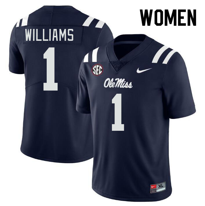 Women #1 Ayden Williams Ole Miss Rebels College Football Jerseyes Stitched Sale-Navy
